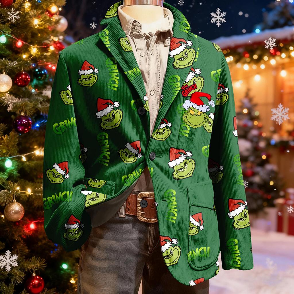 Мужской уродливый рождественский вельветовый теплый карманный пиджак-кардиган, мужской повседневный костюм