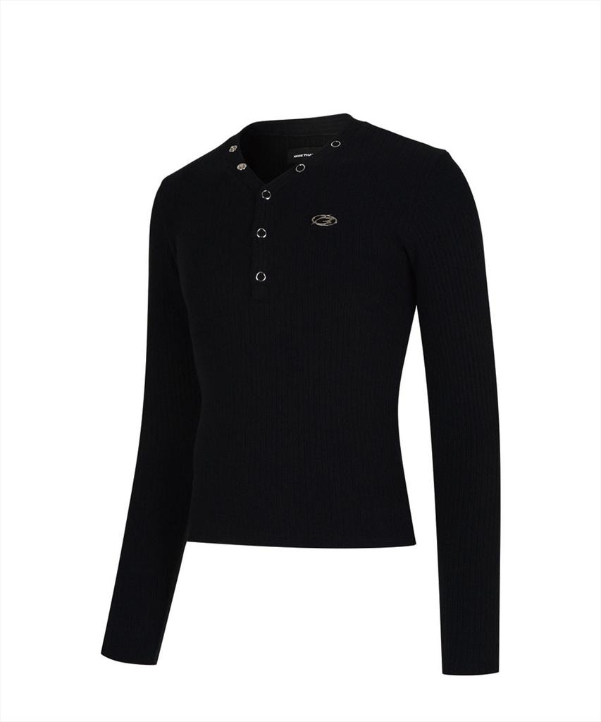 MORE THAN BLACK Logo Snap Knit