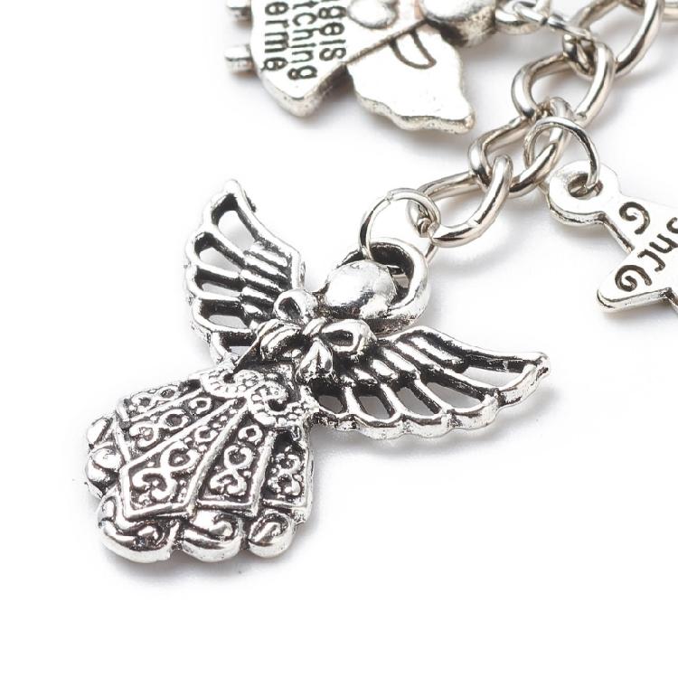 Брелок Ангел-хранитель Серебристый Металлический Подвеска для Ключей Автомобиля Оберег Благословение Ювелирное Изделие