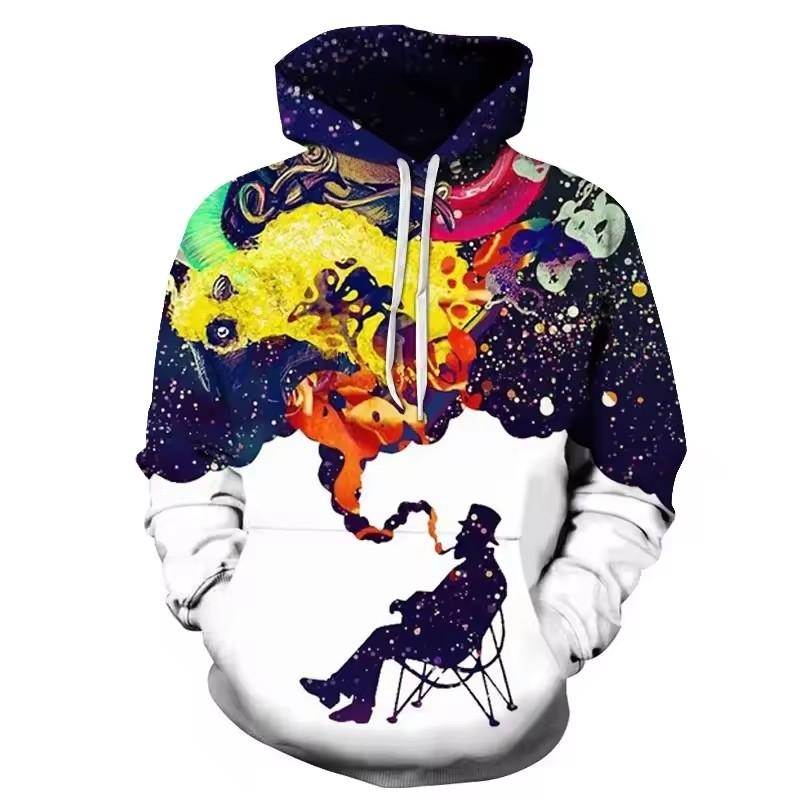 Men's Hoodie Cartoon Cat Print Y2k Sweatshirt Harajuku Hooded Shirt Pullover Casual Oversized Long Sleeve Top Men's Clothing