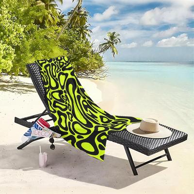 1pc Neon Abstract Organic Pattern Design 2D Printed Microfiber Beach Towel, Quick Dry Super Absorbent. Great for Beach, Pool
