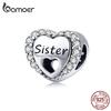 Семейные бусины BAMOER для браслета в форме сердца Love Sis Sister Charms