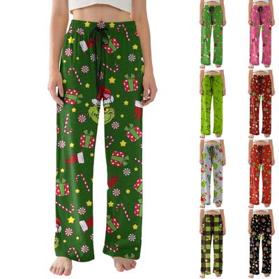 Женские пижамные брюки Легкие Повседневные Удобные Брюки Палаццо Одежда для сна Домашняя одежда Брюки с карманами