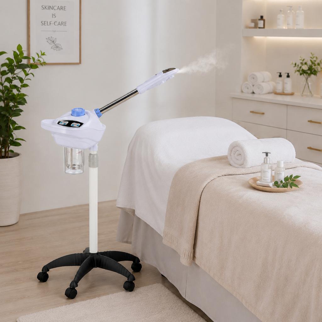 Cosmetic Touch Steamer for Oxygenation and Softening of the Skin. Steam Opening of Pores with Ozone for Better Care. For Hair Salon