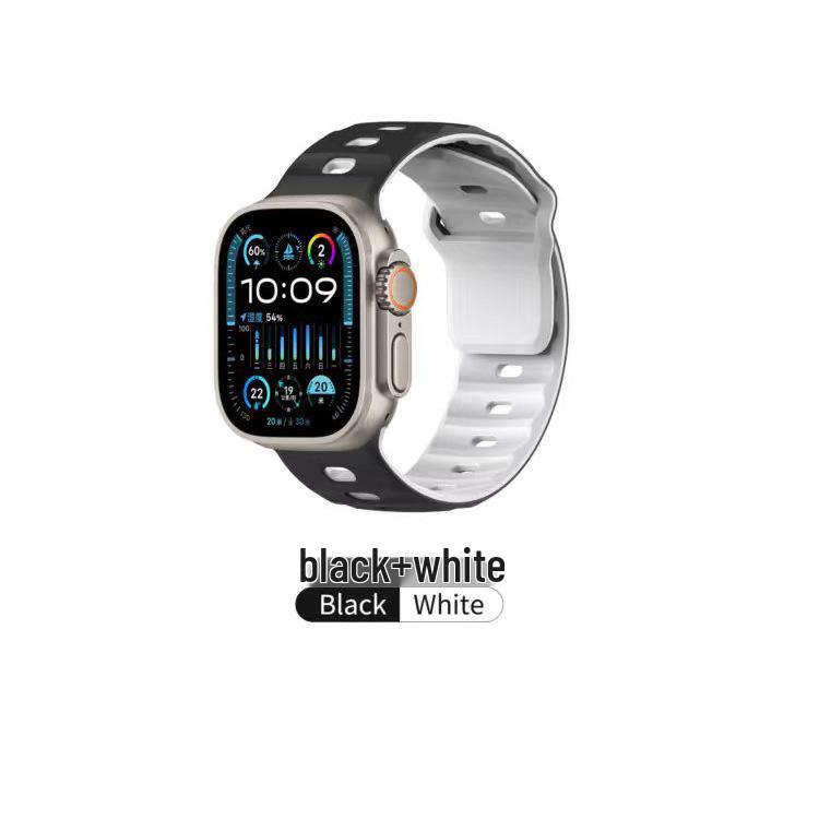 Двухцветный силиконовый ремешок для Apple Watch 10/9/8/7/6 поколений