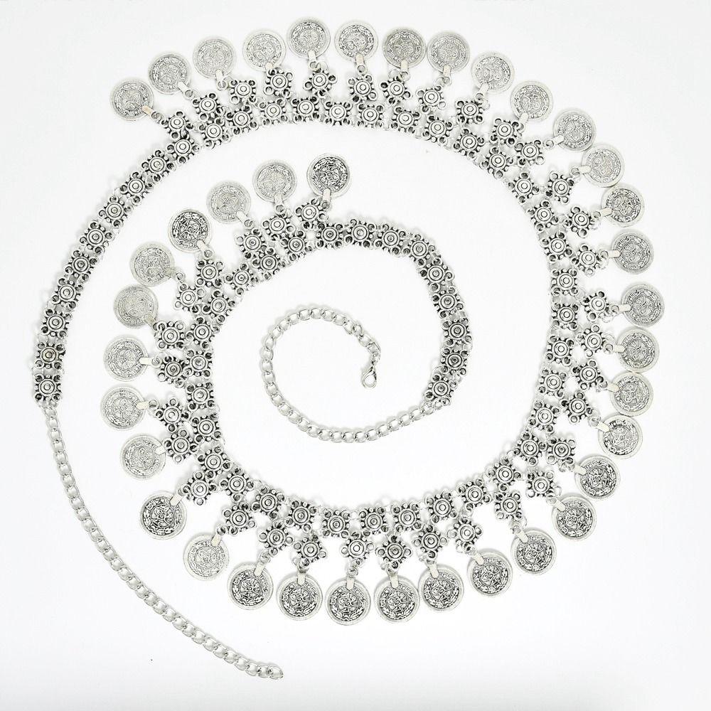 Dance Belt Beach Body Chain Coins Bead Ethnic Style Bohemian Belts Metal Belt Women Waist Chain