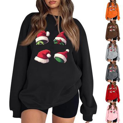 Женский пуловер с принтом, блузка с круглым вырезом, заниженными плечами и длинными рукавами