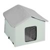 Heated Cat House Foldable Kitty Shelter with Heated Pad Green Middle