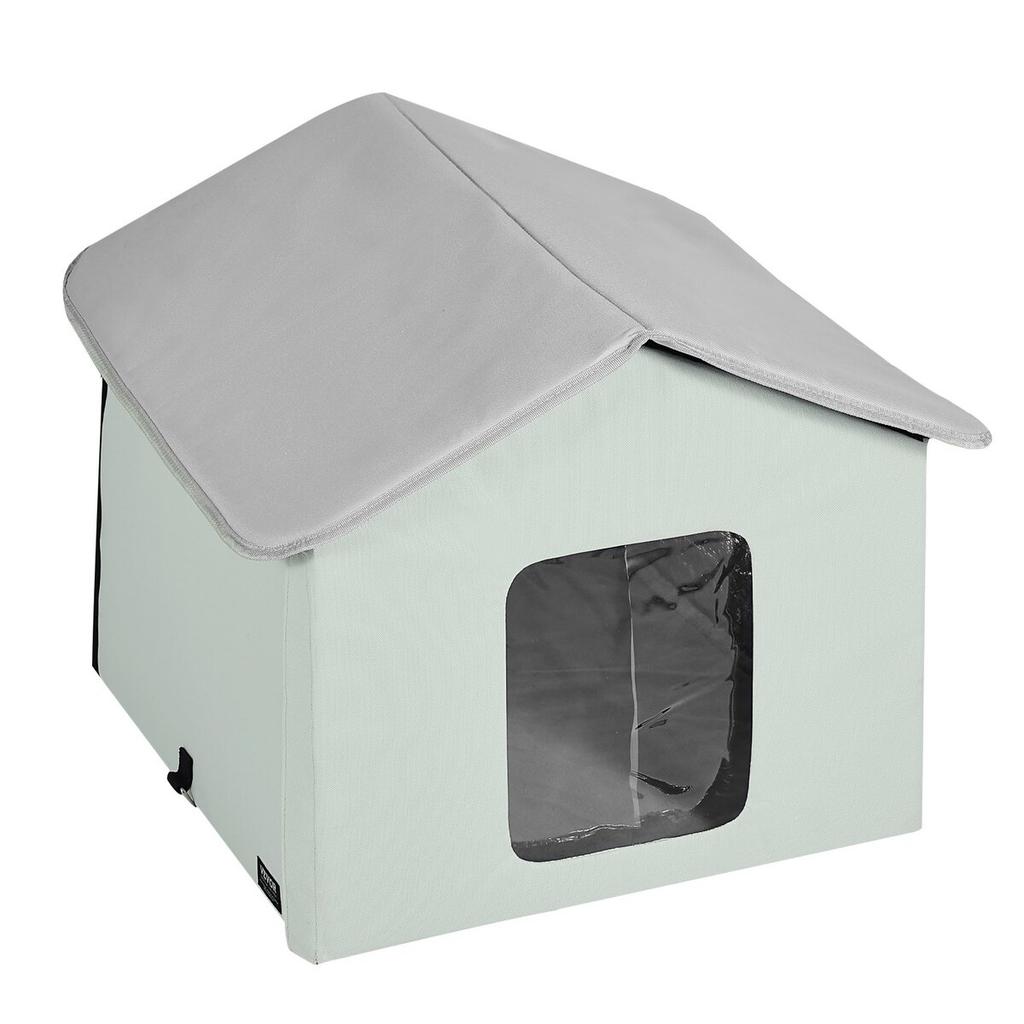 Heated Cat House Foldable Kitty Shelter with Heated Pad Green Middle