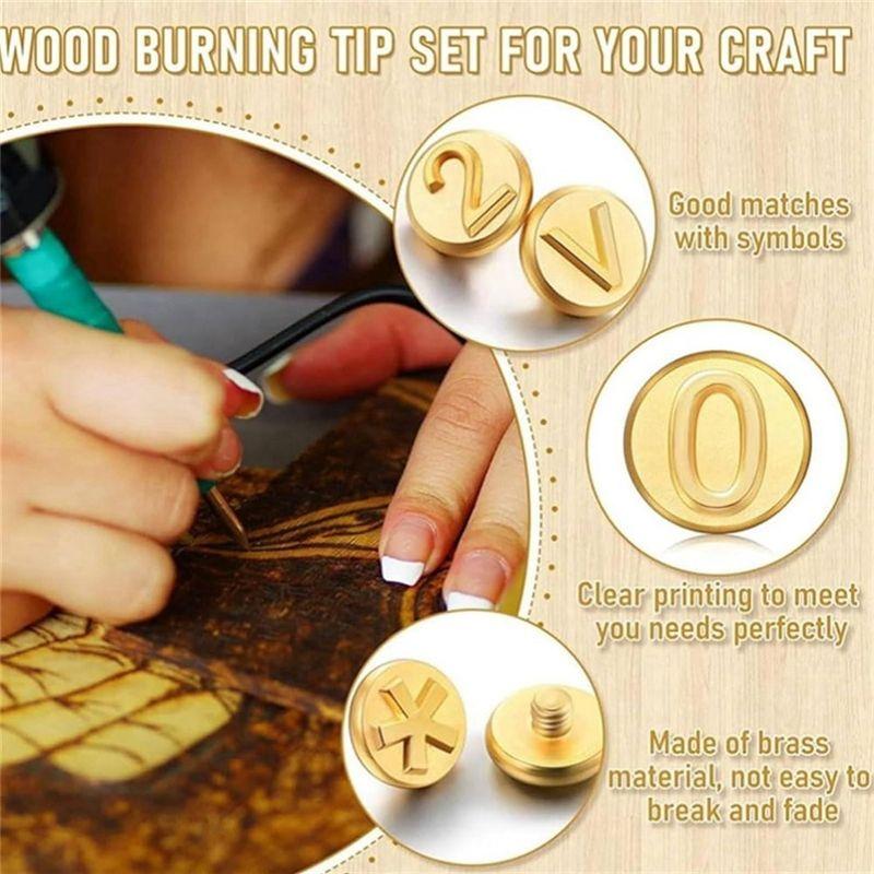 A84E-DIY Wood Burning/Carving Set, DIY Wood/Leather Burning Set-26 Letters Copper Mold, As Shown Metal DIY Supplies US Plug