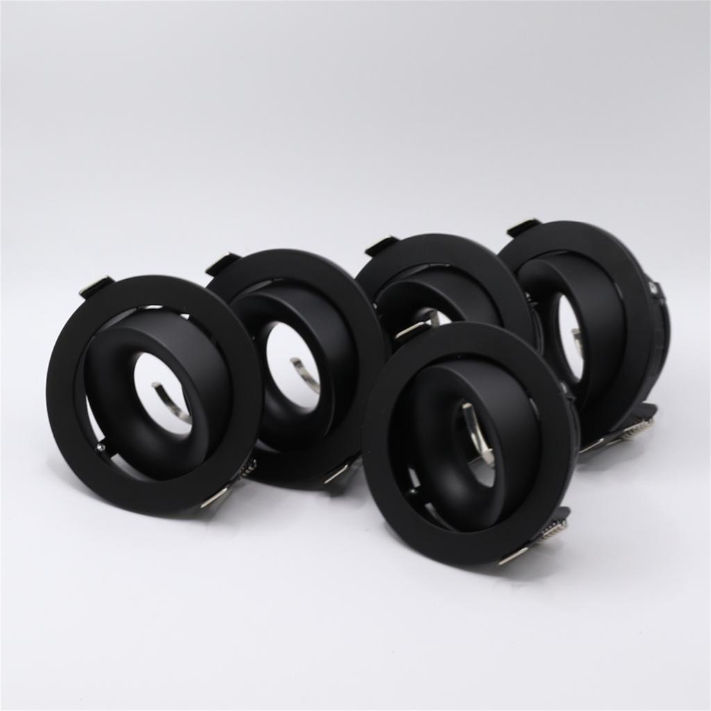 5pcs LED Spotlight Frame with GU10 Base Recessed Round Downlight Adjustable Angle Lamp for Kitchen Living Room Bedroom Lighting