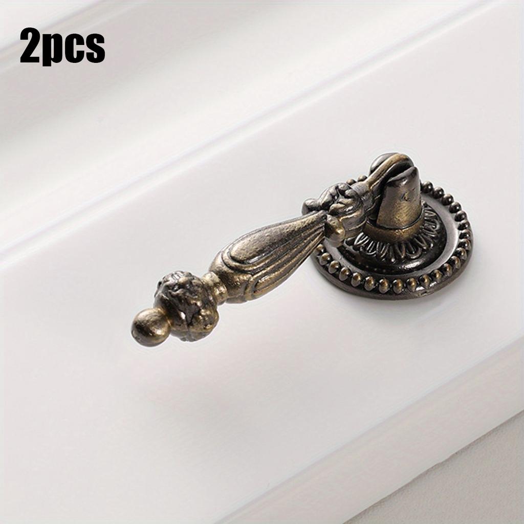 2pcs Vintage Single Hole Zinc Alloy Cabinet Door Handle, Drawer, Clothing Cabinet Handle