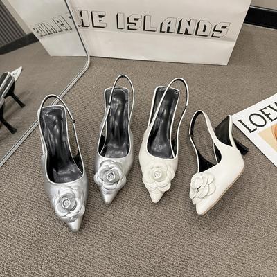 Весна и лето новые французские остроносые сандалии с цветочной сумкой на носке, вечерние туфли знаменитостей, темпераментные туфли на высоком каблуке