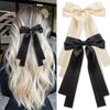1PC Fashion Fabric Ribbon Hair Bow Hairpin for Women Girls Hair Clips Black White Bow Top Clip Female Hair Accessories