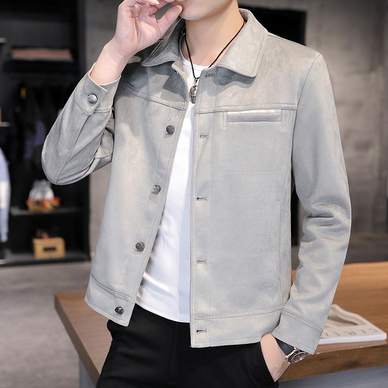 Men's Suede Jacket Autumn Casual Denim Jacket Men's Simple Jacket