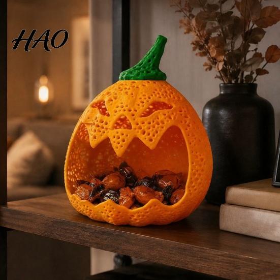 Stable Base Candy Dish for Halloween Hollow Pumpkin Storage Ornament Halloween, Decorative Holder, Creative Gift Baskets Desk Desktop Organizer