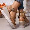 Модные Роскошные Женские Сандалии 2025 Лето Сандалии на Платформе с Толстой Подошвой Женские Сандалии с Пряжкой на Щиколотке Женская Обувь Большого Размера 35-43 на Высоком Каблуке