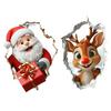 Yousheng Christmas Wall Sticker Realistic Self-Adhesive Santa Wall Decal 3D Visual Effect Cartoon Elk Sticker for Walls Home Living Room Playroom