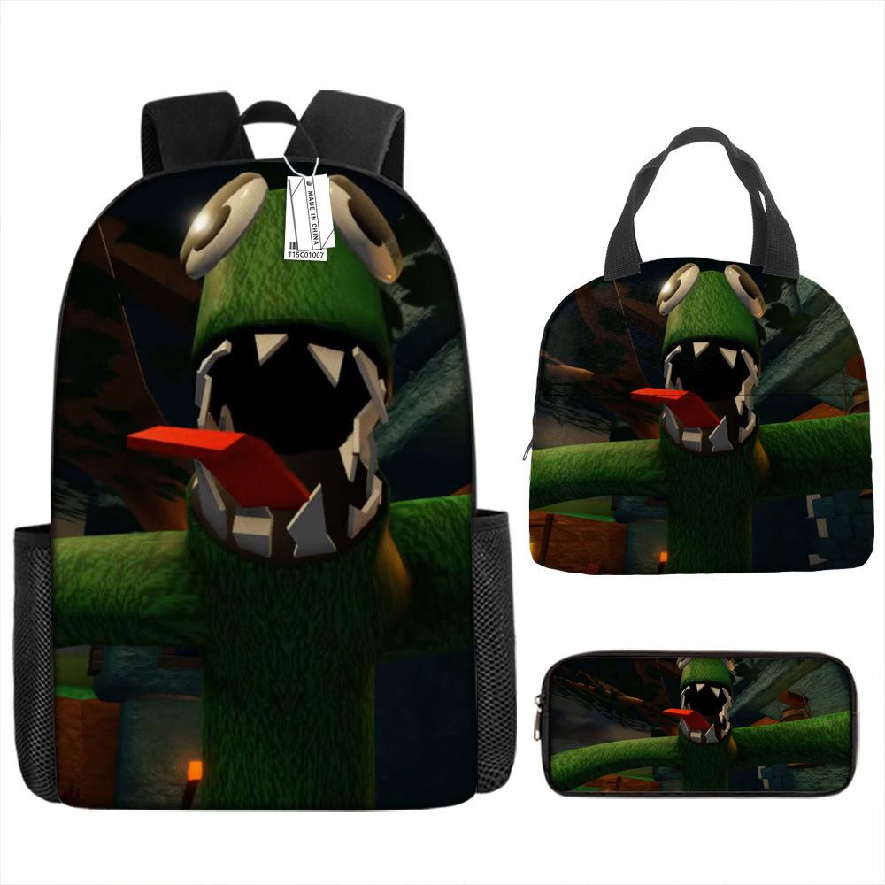 Школьный рюкзак Rainbow Friends Рюкзак Rainbow Friends Набор из трех предметов для учеников начальной школы Большая вместимость Мультяшная сумка для компьютера