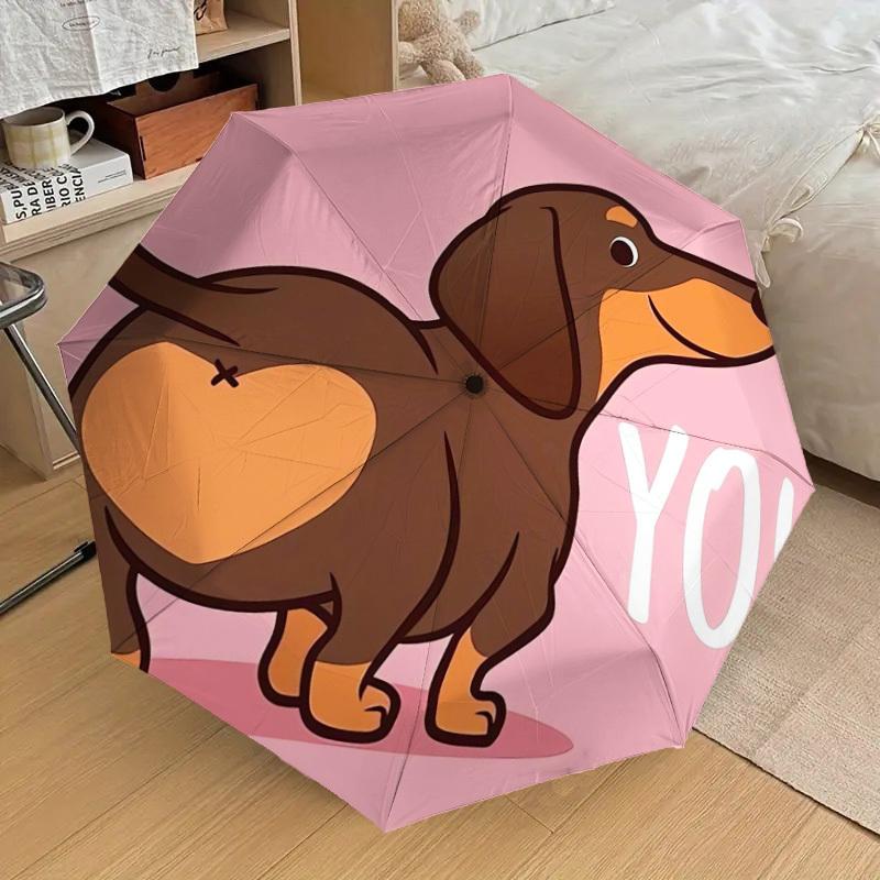 1pc Dachshund Heart Love Pet Umbrella with Plastic Handle,Suitable for All Seasons Home Travel Outdoor UmbrellaDD324