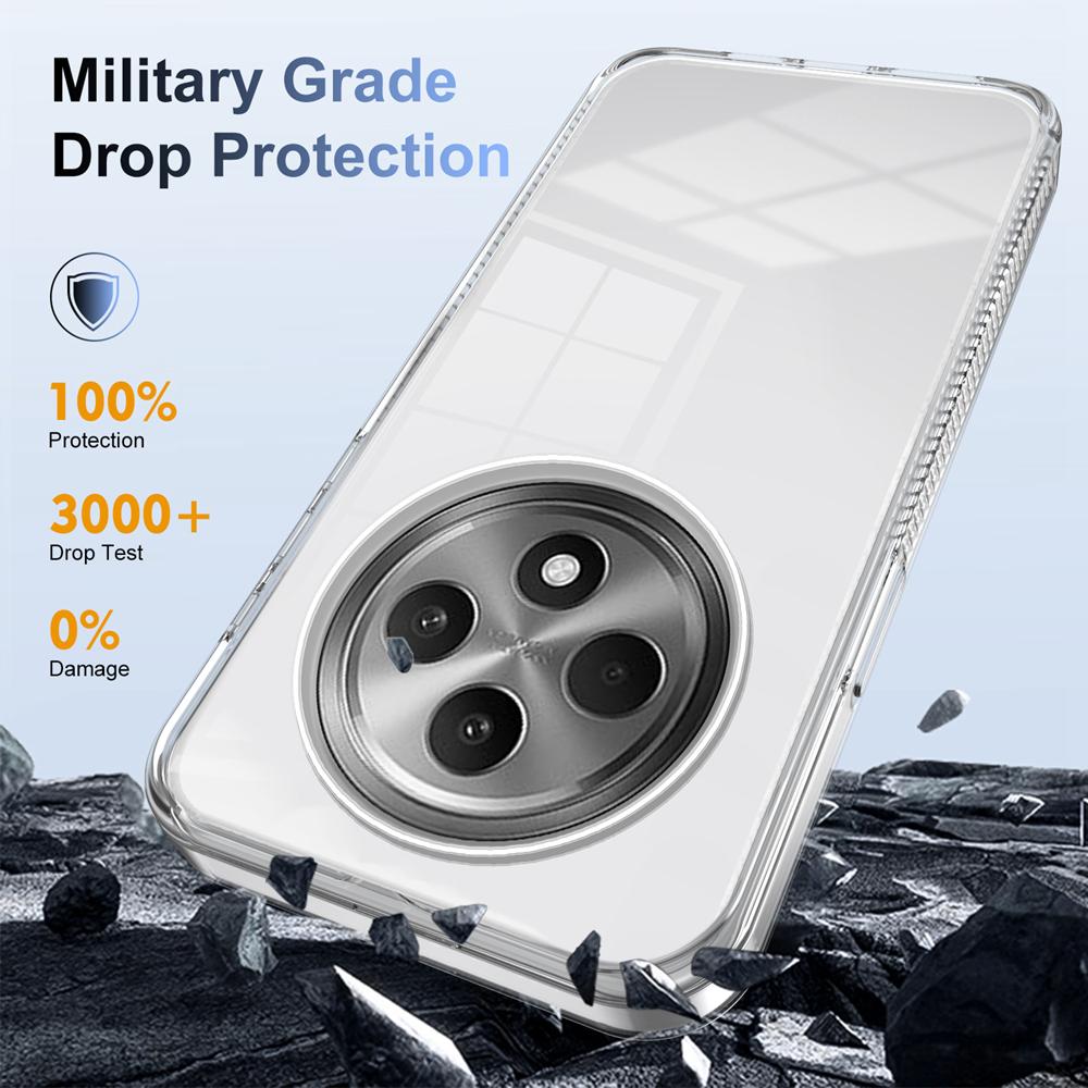 KEYSION Прозрачный чехол для телефона OPPO Reno12 F 5G Мягкий ТПУ+ПК Нескользящий HD Прозрачный Ударопрочный Чехол для телефона для OPPO Reno 12F 5G