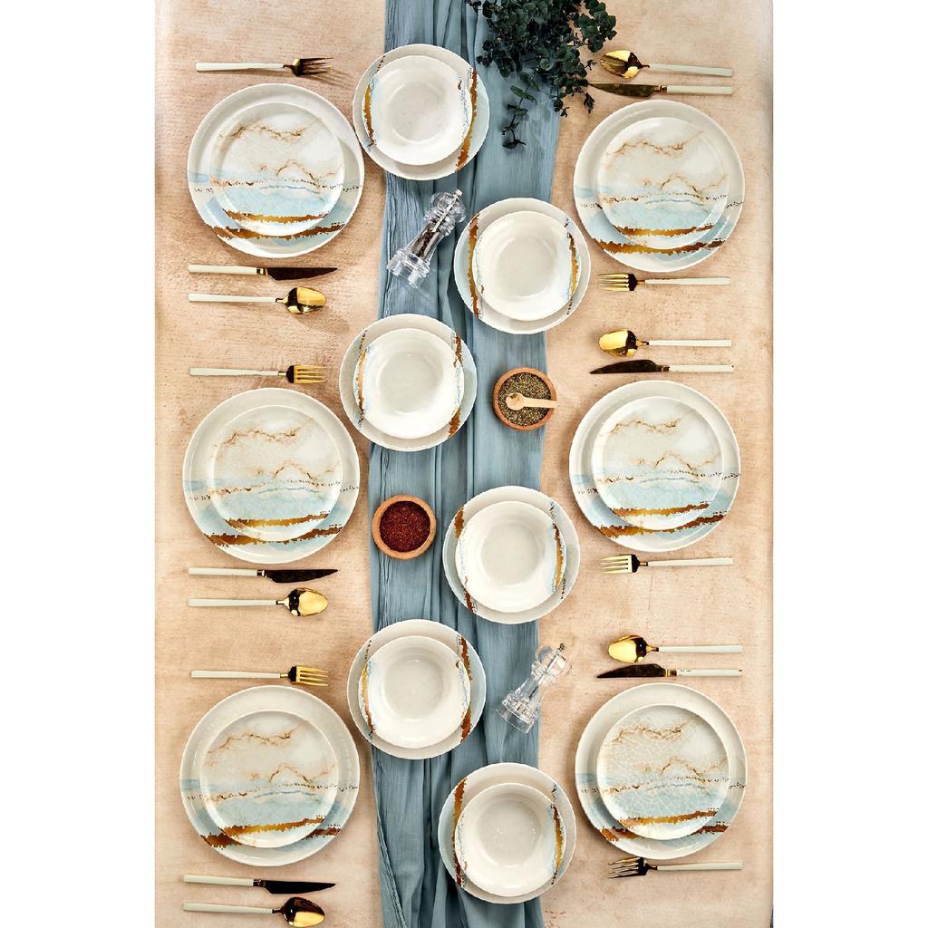 Gold Lux Ceramic Wishing Tree 24 Piece Dinner Set For 6 Persons