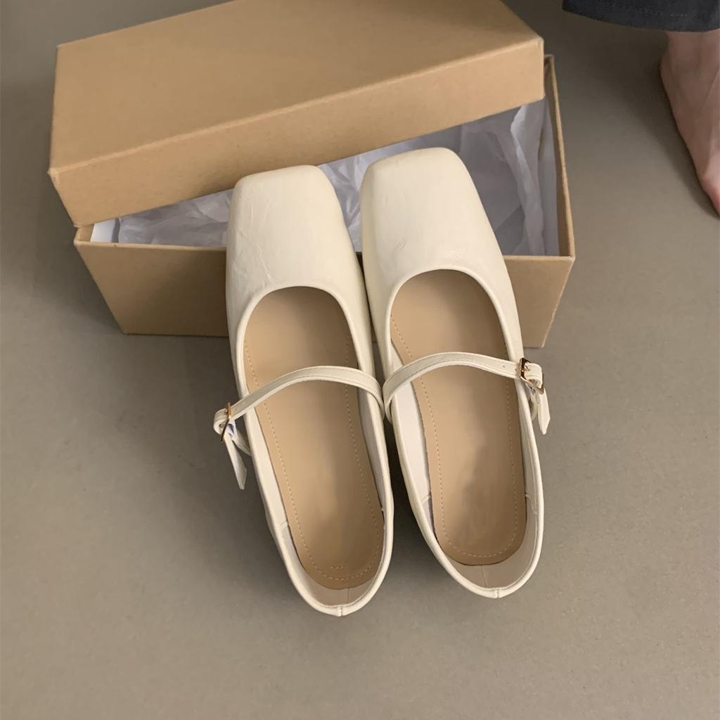 Ретро квадратный носок, неглубокий вырез, одинарные туфли, фея, фея, повседневные, мягкие, плоские туфли Мэри Джейн