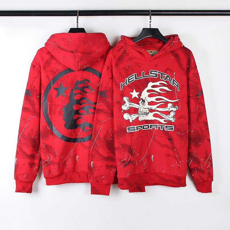 Ретро-худи Hellstars с ручной росписью в стиле граффити - Модный дизайн с эффектом облупившейся краски и окрашиванием в грязевые тона
