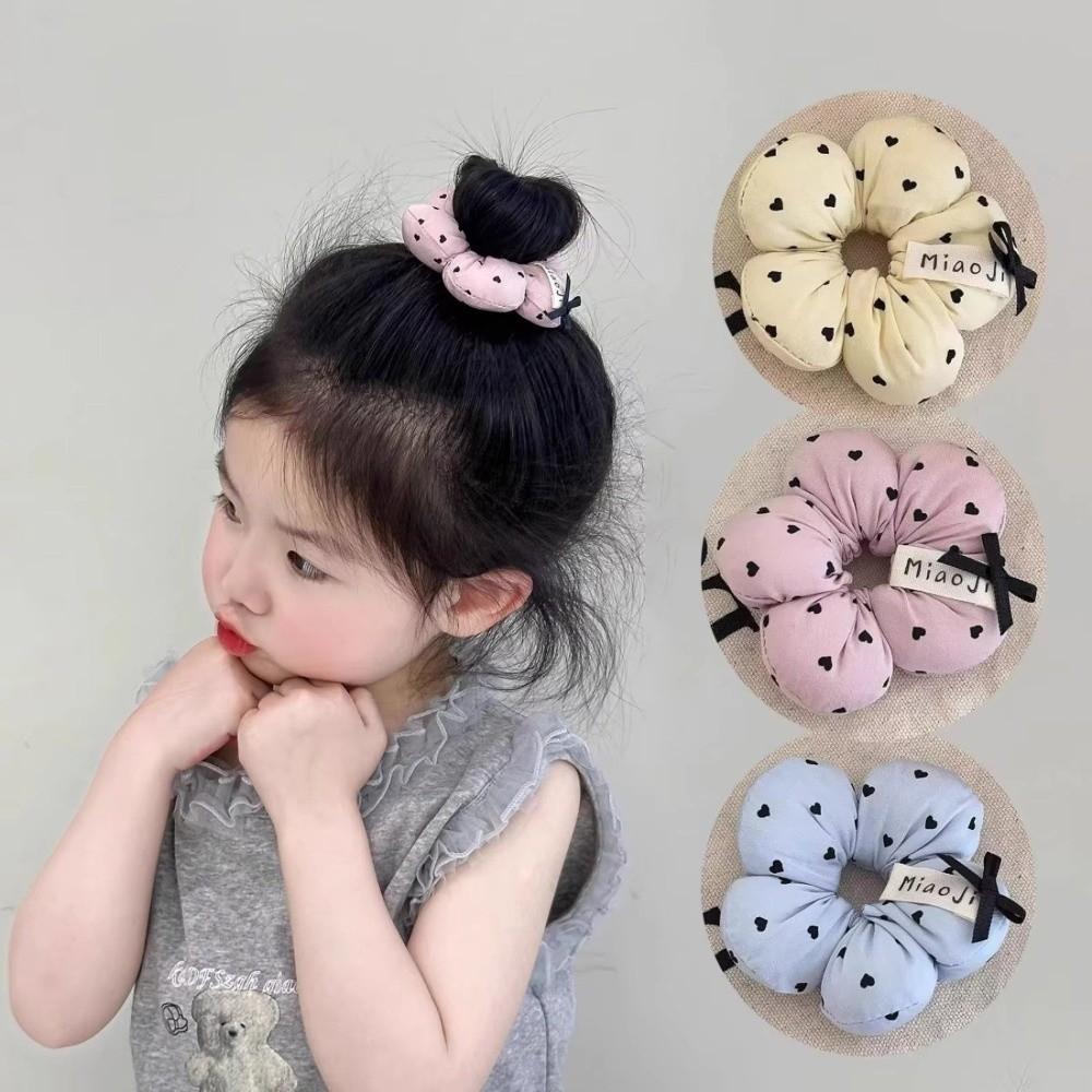 Heart-Printed Flower Scrunchies Ornament Hair Rope New Hair Tie Ring Hair Styling