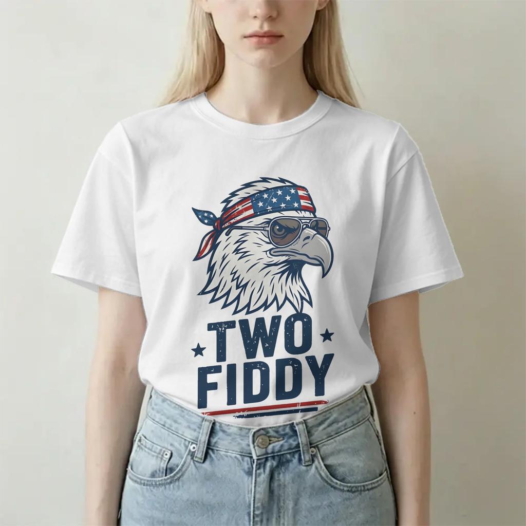 Two Fiddy 4th Of July T Shirt For Unisex Unisex 100 Cotton Awesome Tshirts Round Neck Tees Short Sleeve Tops Adult