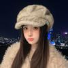 Корейская зимняя шапка для женщин, утолщенная теплая бейсболка, подчеркивающая лицо, маленькая высококлассная плюшевая шапка, модная и универсальная восьмиугольная шапка