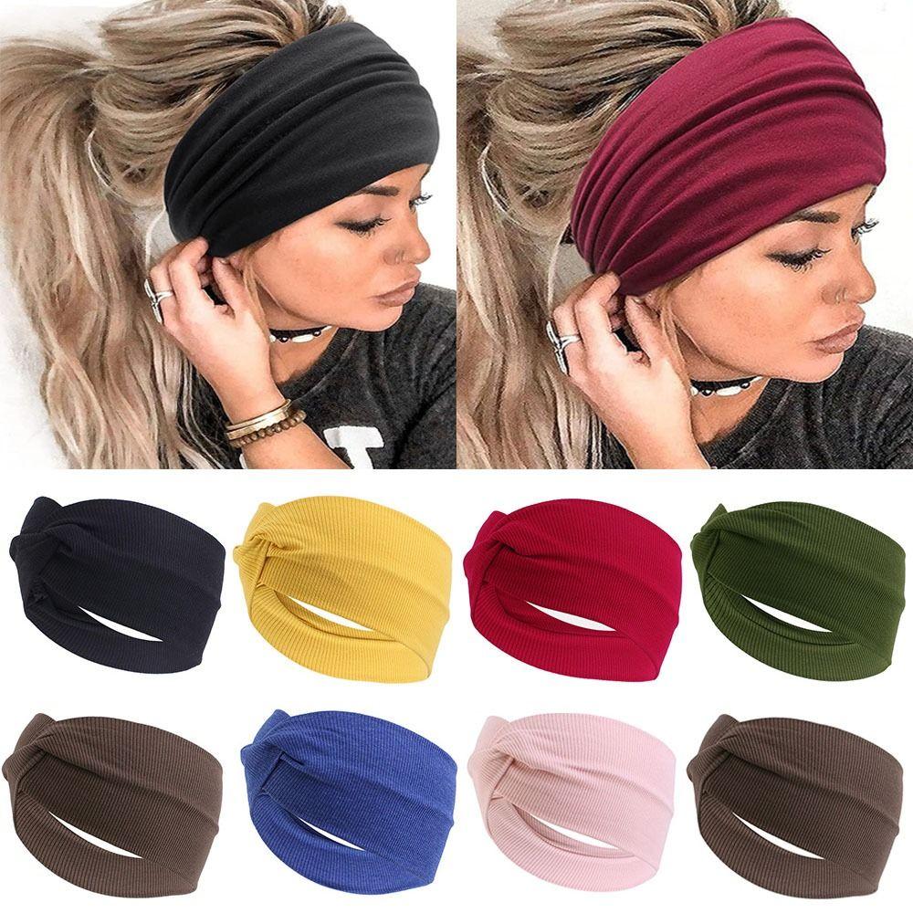 Elastic New Fold Yoga Hairband Turban Running Headwrap Wide Sports Headband Stretch Hair Band