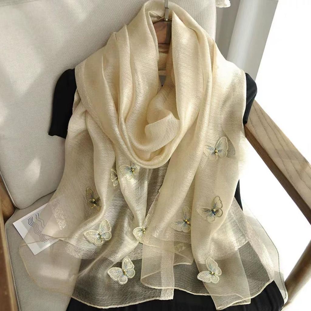 Длинный шарф из шелковой смеси «Бабочка» для весенне-осенней моды
