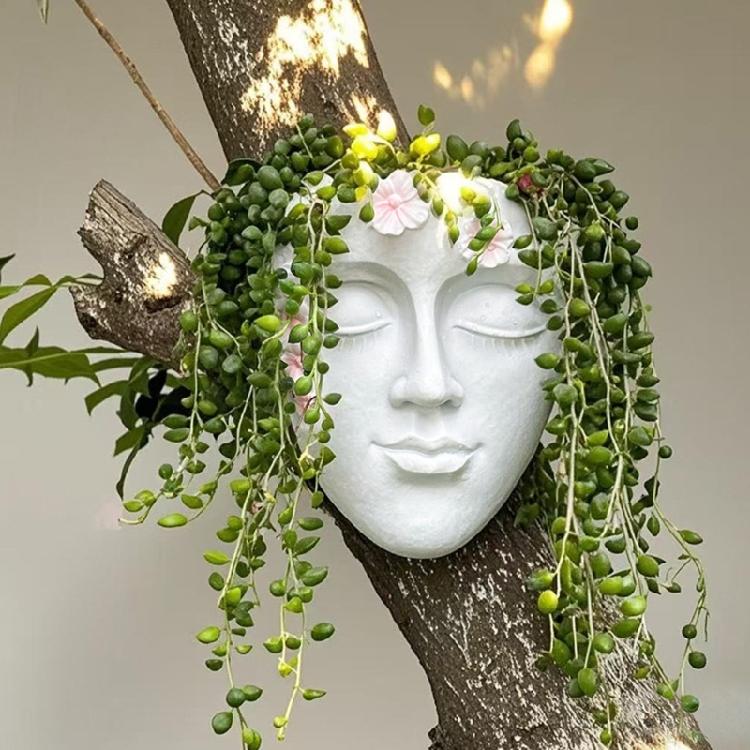 Artistic Face Shape Wall Planter Retros Human Profile Flowerpots Creative Plant Pot for Wall Decoration Balcony