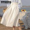 Женские летние юбки, эластичная однотонная длинная юбка трапециевидной формы с высокой талией для девочек, универсальные повседневные свободные пышные юбки