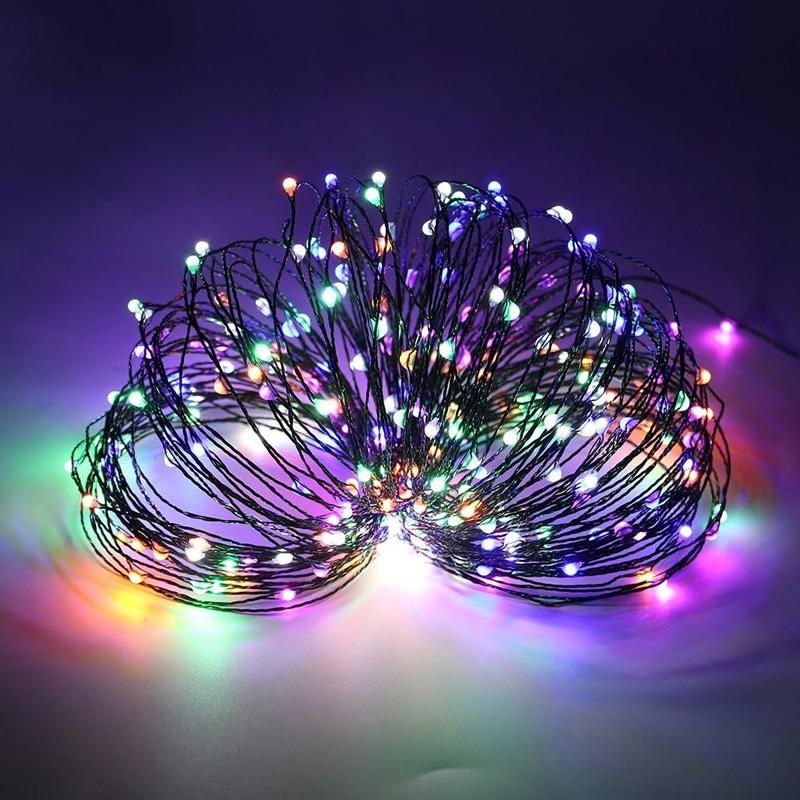 Green Cable LED Christmas String Fairy Lights Garland Outdoor Waterproof For Birthday Party Halloween Garden Room Decoration