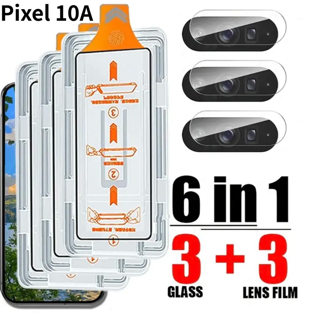 6-в-1 Ультра HD Прозрачное Закаленное Стекло Пленка для Google Pixel 10 9 A/Pro XL 8 Установка в один клик Без пыли/пузырей Защитный Комплект