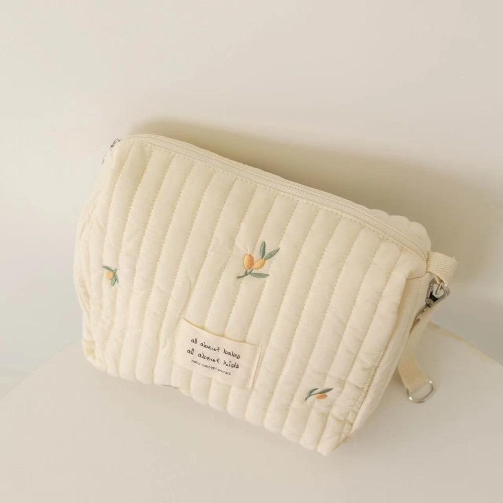 Zipper Cotton Diaper Bag Embroidery Baby Nappy Organizer Ins Makeup Bags Baby