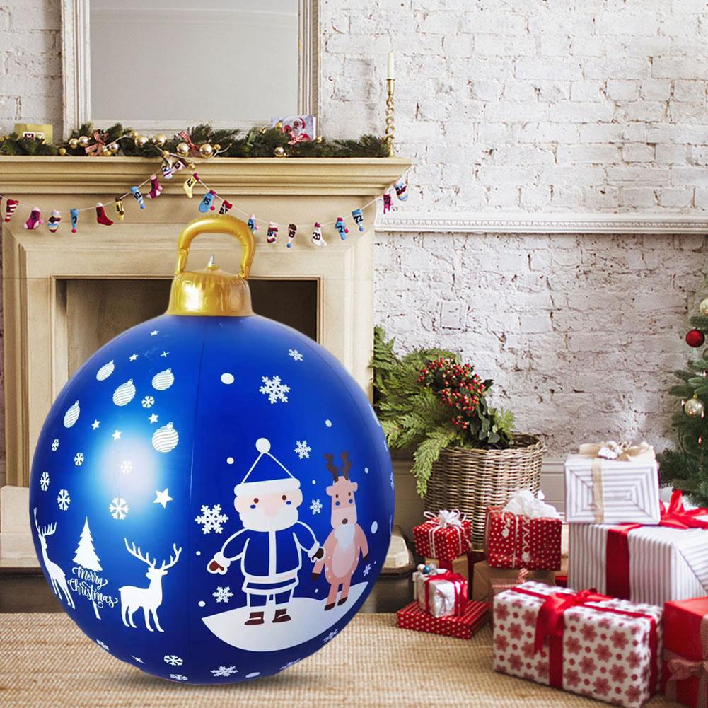 60 см Рождественский надувной шар Рождественская елка Декоративный шар ПВХ Гигантские Большие Шары Игрушка Новогодняя вечеринка Украшения для двора 2025