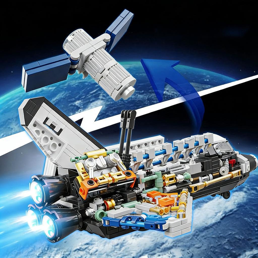 536Pcs Space Shuttle Building Blocks Spaceship Assembling Fit Diy Bricks Spacecraft Model Children'S Birthday Gift
