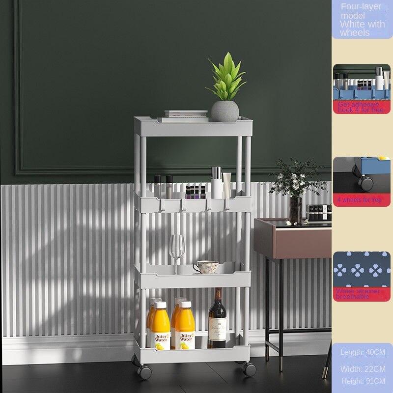 3 4-уровневые полки для хранения тележек на колесиках Многофункциональная тележка для хранения с колесами Простая сборка для ванной комнаты, кухни