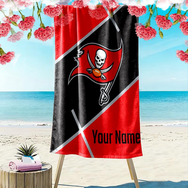 Custom NameTampa Bay Buccaneers flag. Beach Towel Soft Microfiber Summer Towel Quick Dry Absorbent Towel for Beach Swimming Pool Travel
