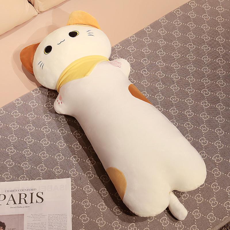 Japanese Chubby Cat, Plush Toy Doll, Cute Scarf, Kitten, Long Pillow, Girl'S Bed, Leg Pillow, Cushion