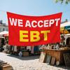 ASUNO 2 Pack 36 x 72 Inch We Accept EBT Banner with Grommets Weatherproof Advertising Polyester Reble Flag for Store Business Office Industrial Yard