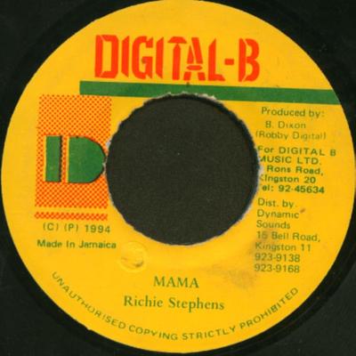 7-дюймовая пластинка RICHIE STEPHENS - Mama NONE Digital-B 1994 Ямайка Регги, Ска и Даб Б/У