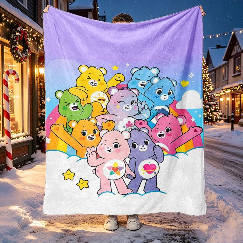 Care Bears Pattern Blanket for Home Decoration, Bed, Sofa, Car Travel, Camping, Suitable for All Seasons, Birthday Christmas Gift
