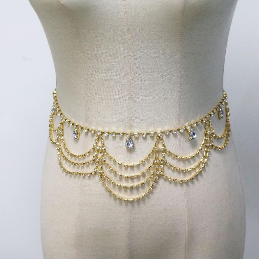 Summer Body Chain Women'S Rhinestone Waist Chain Fashion Casual Nightclub Body Jewelry Accessories