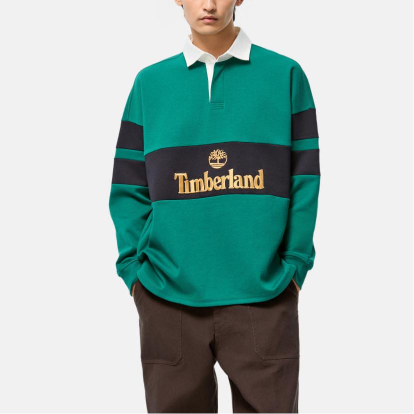 Timberland Поло унисекс с зеленым воротником-поло, средняя посадка, TB0A5UTF3421