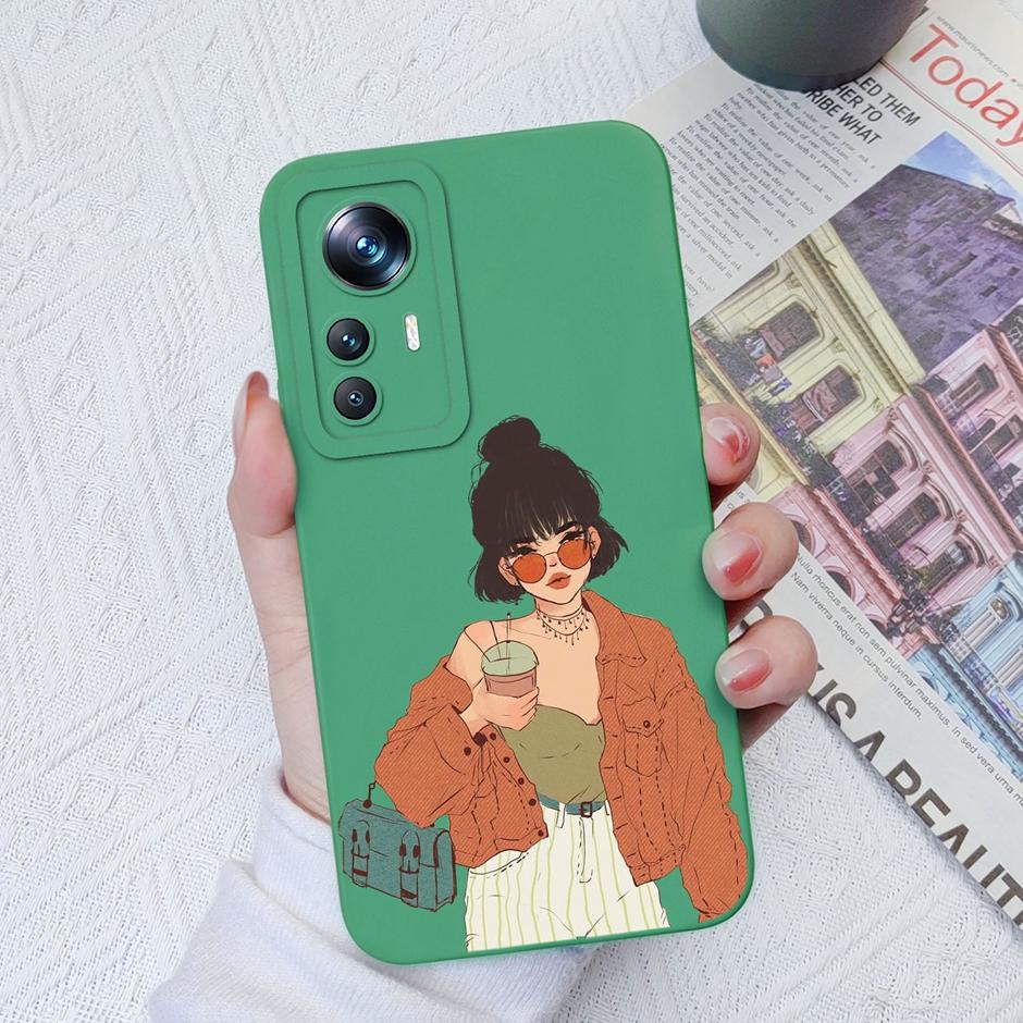 For Xiaomi 12T Case Hot New Design Cute Cat Butterfly Cartoons Matte Liquid Silicone Shell For Xiaomi 12T Pro Ultrathin Fundas