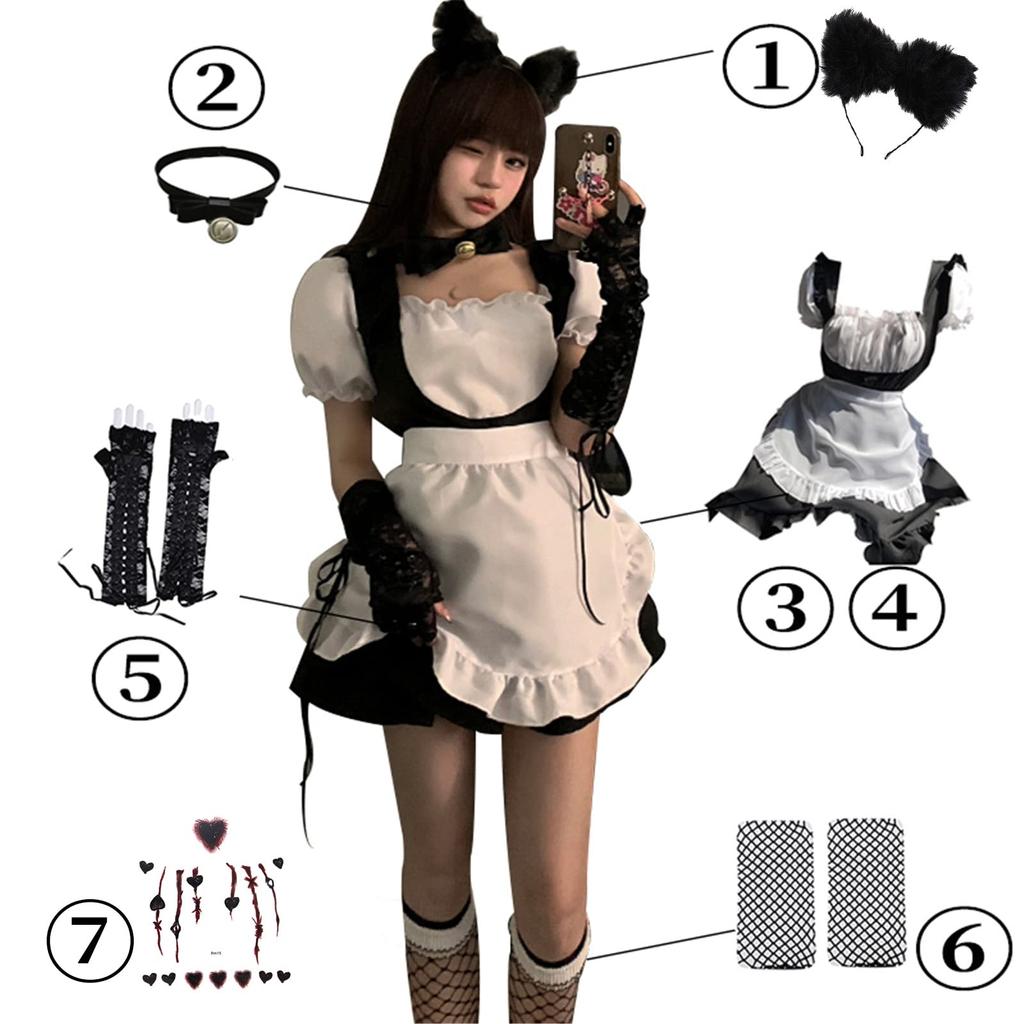 Горничная Косплей Горничная Аниме Корзина с горничной Ограничено в нашем магазине [дом Рины] Косплей, Женское платье, Костюм, Костюм, Косплей, Набор, Повязка на голову,